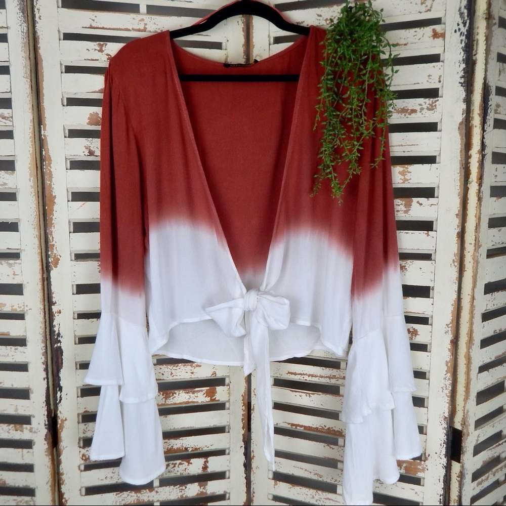 Bella Bell Sleeve Front Tie Top